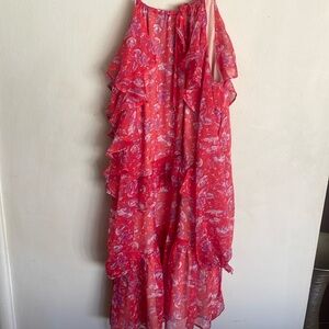 Bebe XS Adelyn Rae Printed ruffle dress